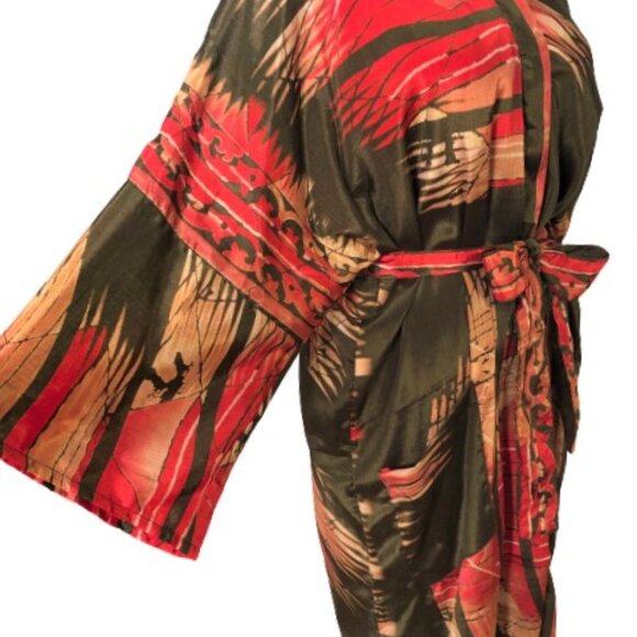 Vintage 100% silk amazing abstract print kimono cover up duster - Picture 4 of 16